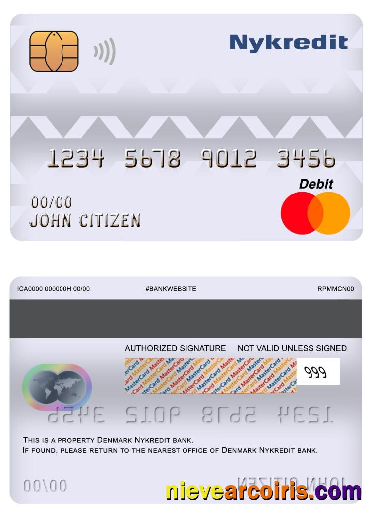 Denmark Nykredit bank master debit card